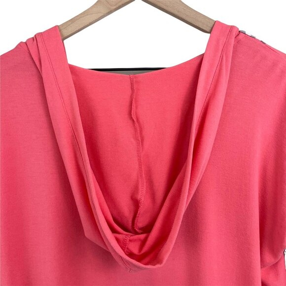 Free Press coral varsity striped v-neck long sleeve lightweight hoodie small - Picture 9 of 12